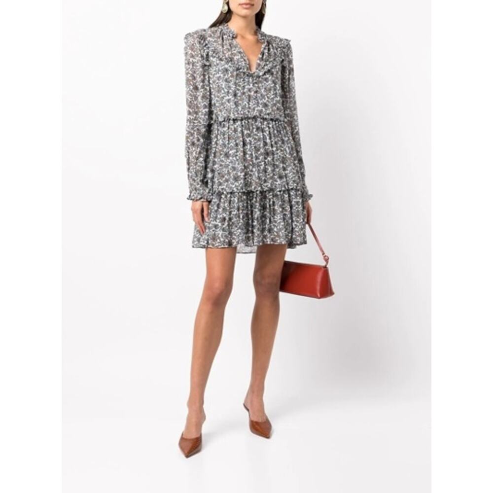 Veronica Beard Savile Floral Silk Mini Dress Blue Women's Size 8